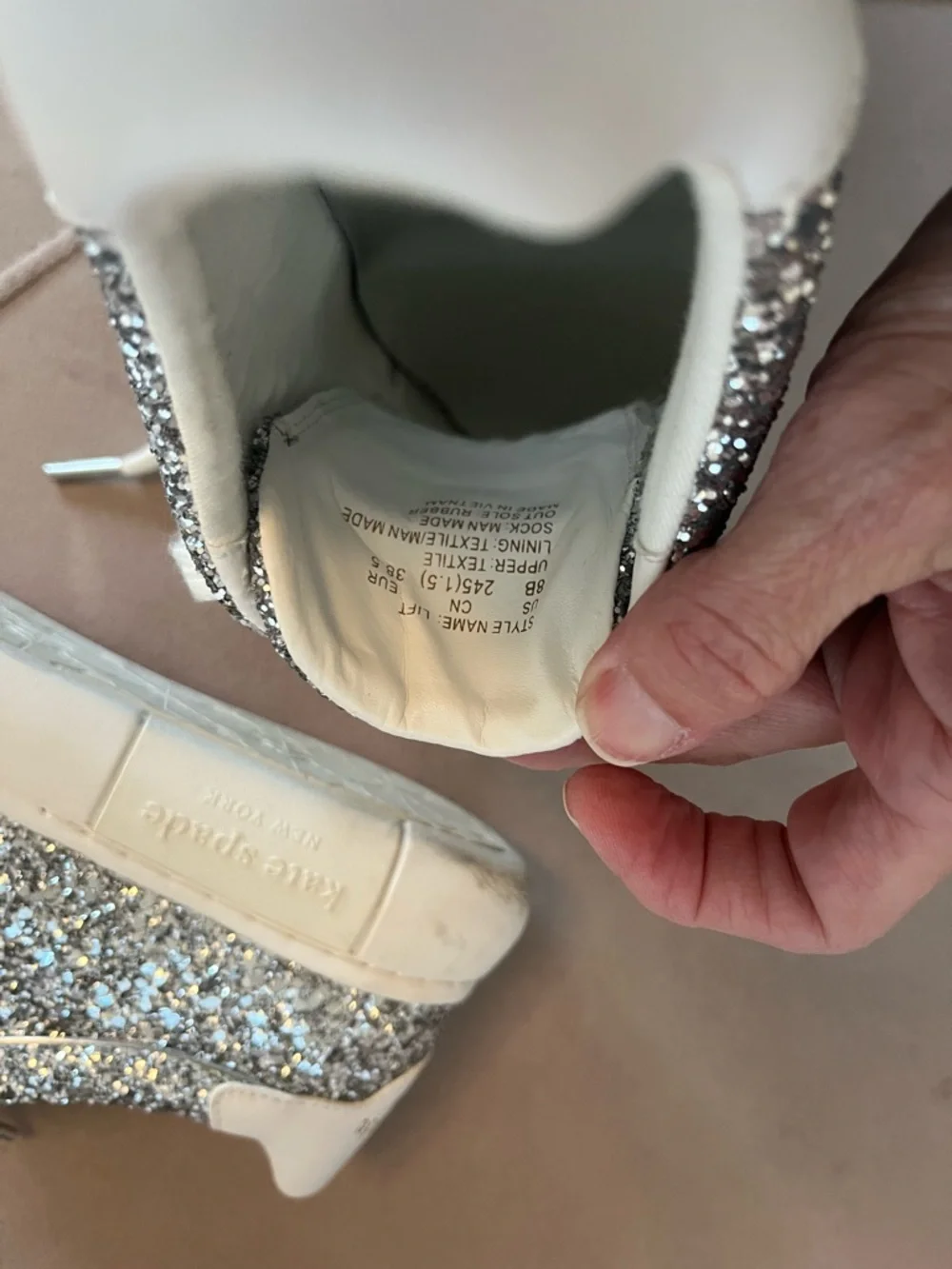 kate spade Silver Glitter Platform Sneakers - Picture 5 of 9